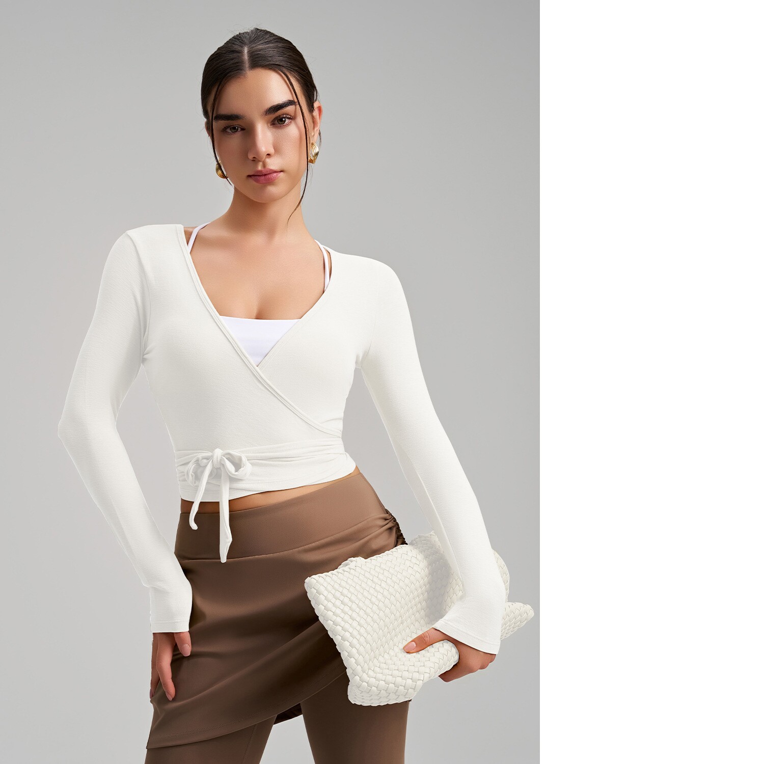 Stylish One-Piece Long-Sleeve Yoga Top With Tie Strap, High-End Outdoor Activewear With Four-Way Stretch For Sports, Dance And Fitness 7