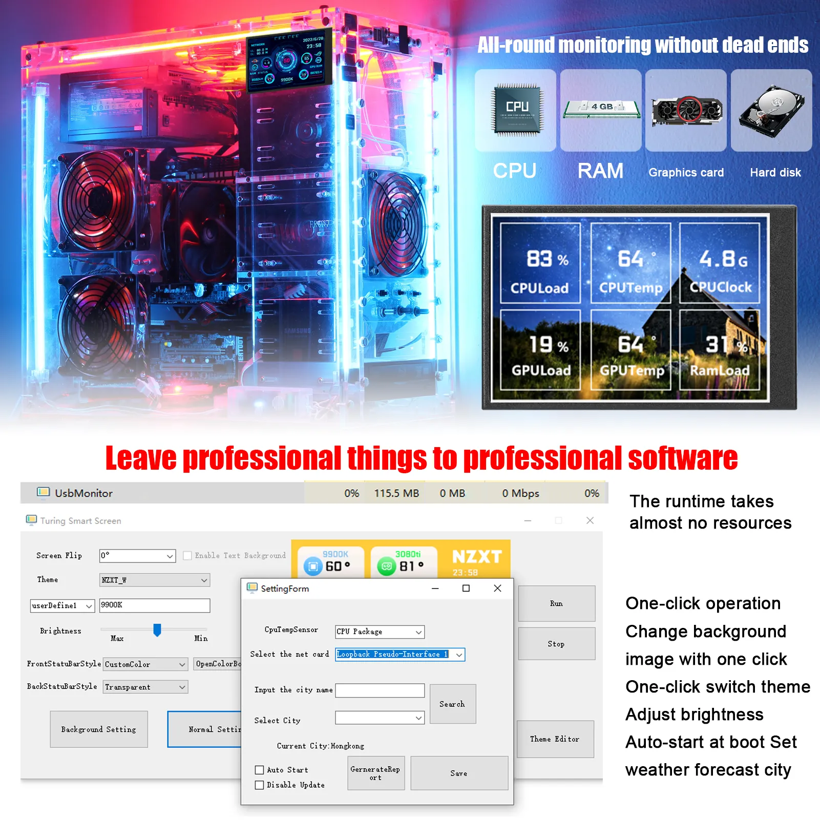 3.5-inch Computer Small Secondary Screen IPS Full View USB Chassis Monitor Date Display – image 8