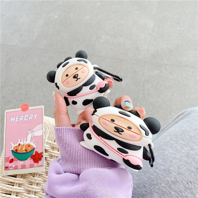 Suitable For Bear Cow Bluetooth Wireless Earphone Sleeve 2 3 Generation Cute Silicone Anti Fall Shell - Image 4