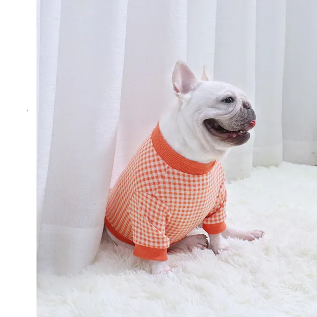 Fadou Autumn And Winter Plus Velvet Sweater Fat Plaid Dog Clothes Orange - Shop at LoveMi