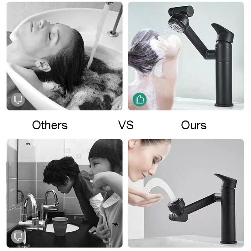 Bathroom Sink Tap Mixer 1080 Degree Rotatable Basin Taps Faucet — image 6