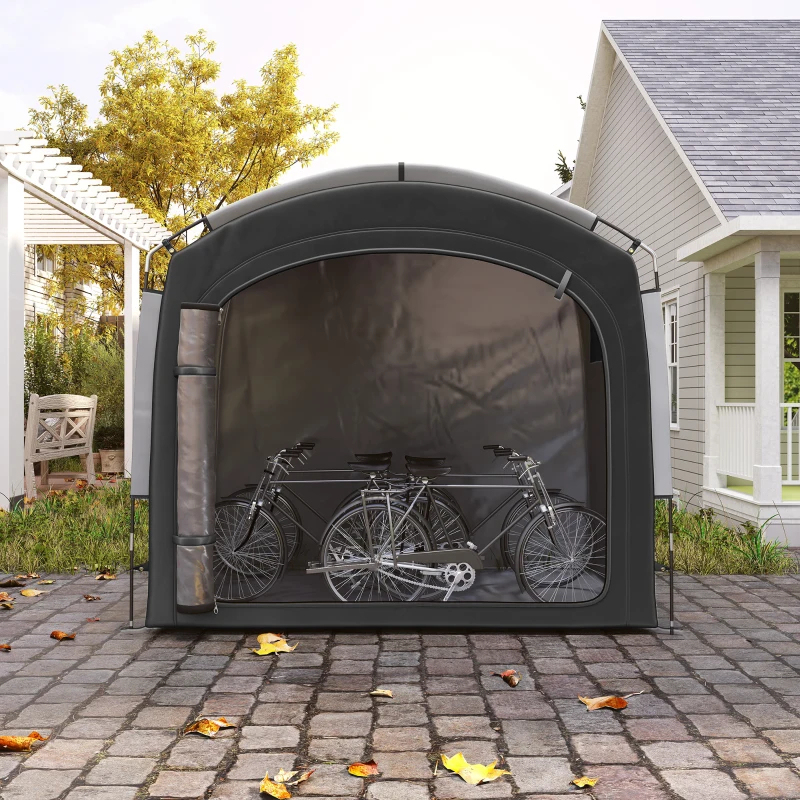 Bike Storage Shed Tent, Portable And Waterproof With 210D Oxford Fabric And Carry Bag For 3-4 Bicycles, Black thumbnail 8
