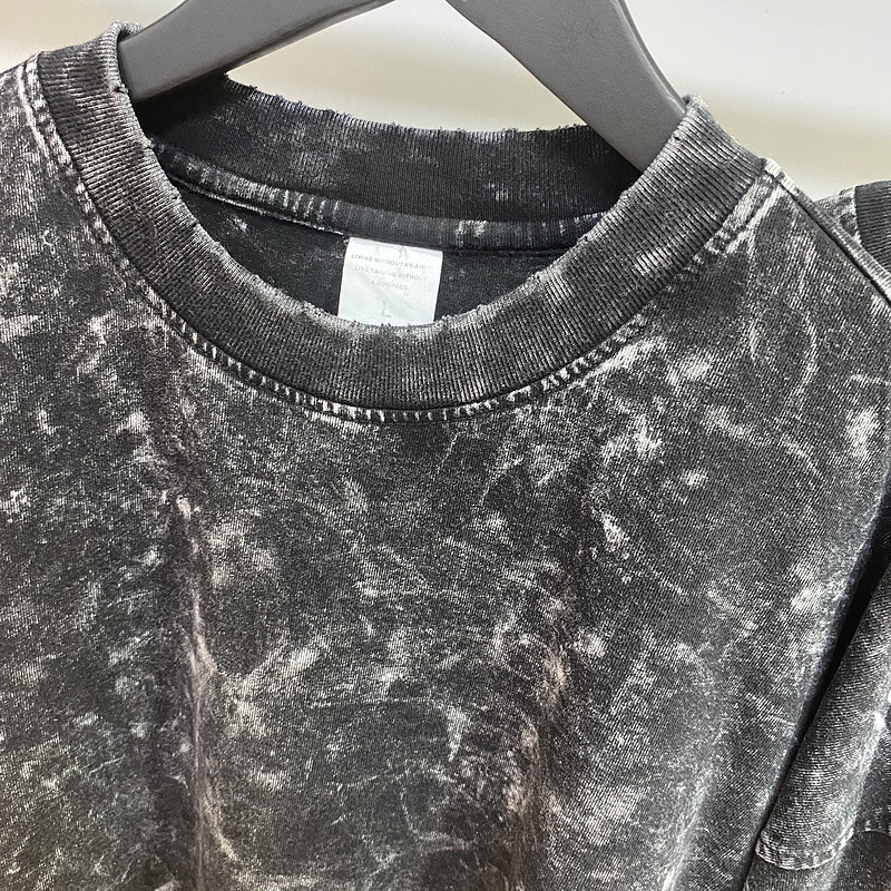 High Street Wash And Distressed Vintage Crew Neck Long Sleeve T-Shirt