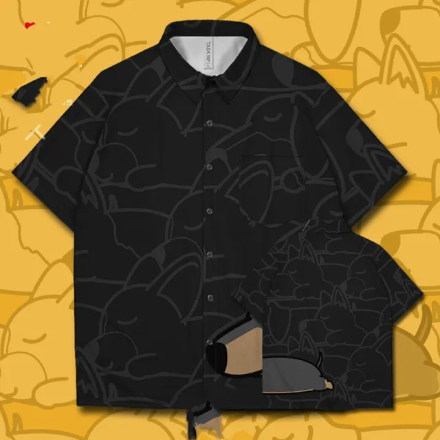 Q Cute Cartoon Animal Short sleeved Shirt For Men And Women Black - Shop at LoveMi