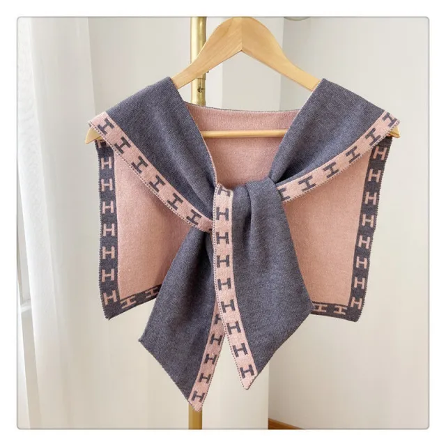 Women's Fashion Knitted Shawl With Neck Scarf Powdered Ash - Shop at LoveMi