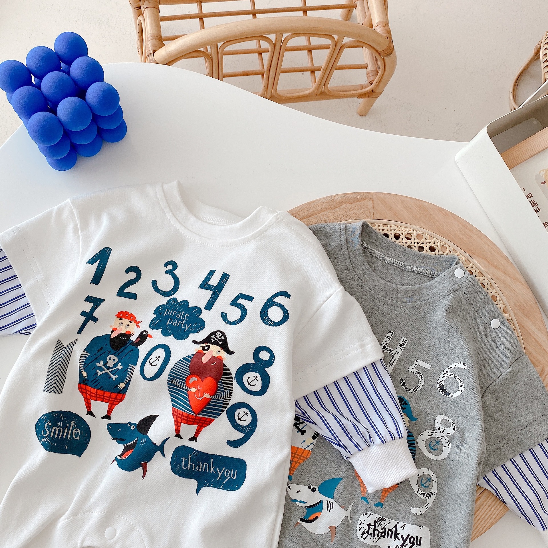 Boy Cartoon Fake Two-piece Cute Jumpsuit Climbing Suit