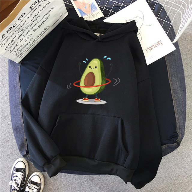 Title 9, Hoodies Sporty Cartoon Avocado Print Warm New S...