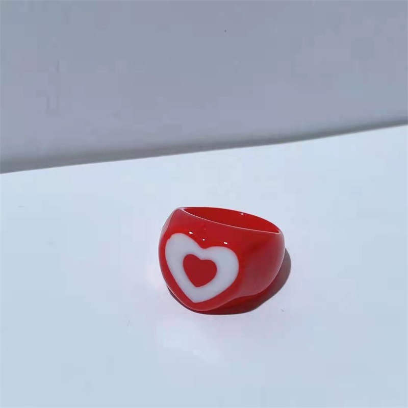 Title 4, Love Heart Peach Resin Ring Maiden Heart