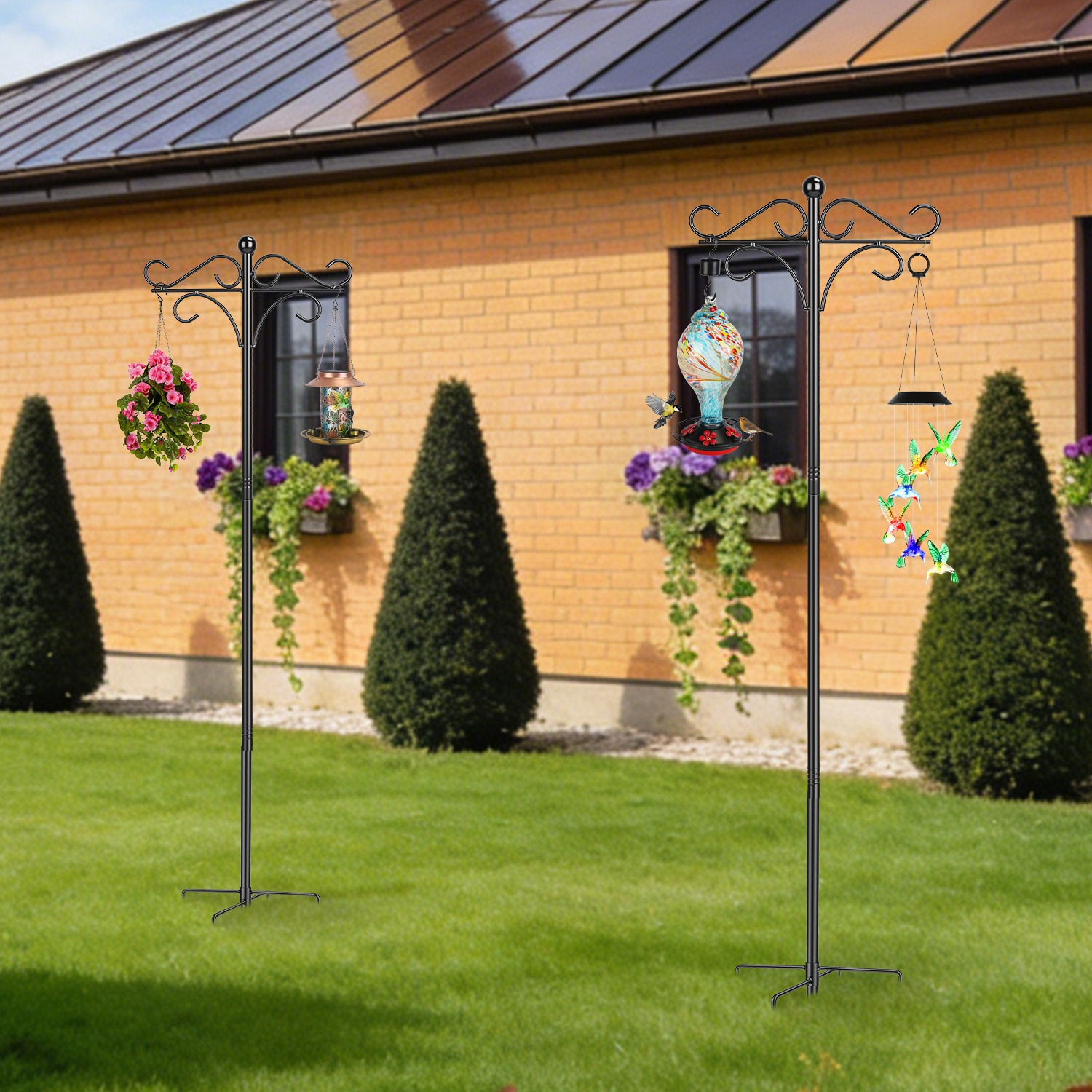 2 Packs Heavy Duty Double Shepherds Hook Bird Feeder Pole Garden Hanging Holder For Bird Feeder Garden Plant Lantern For Outdoor Garden Patio