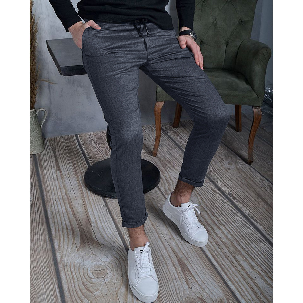 Title 2, Heren casual broek effen kleur textuurstof herf...