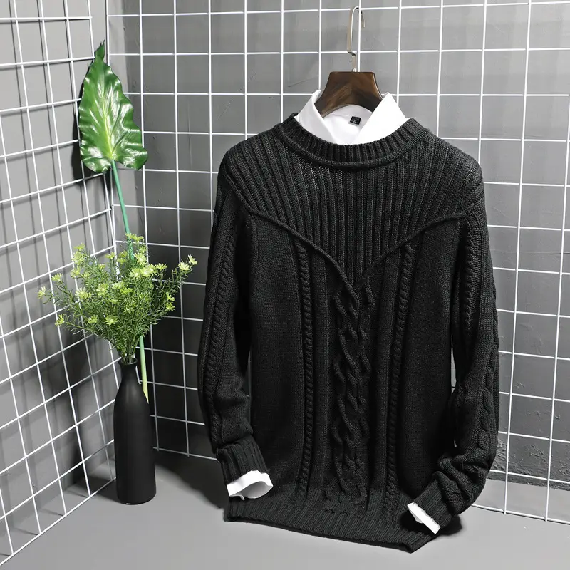 Men's Round Neck Jacquard Sweater