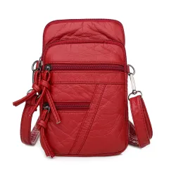 Women's Casual All-match Outdoor One-shoulder Messenger Leather Bag - Red - View 1