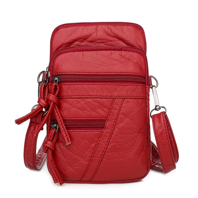 Women's Casual All match Outdoor One shoulder Messenger Leather Bag Red - Shop at LoveMi