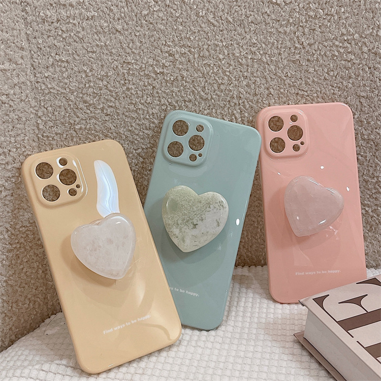 Solid Color Stone Bracket All-inclusive Soft Shell Mobile Phone Case - Image 4