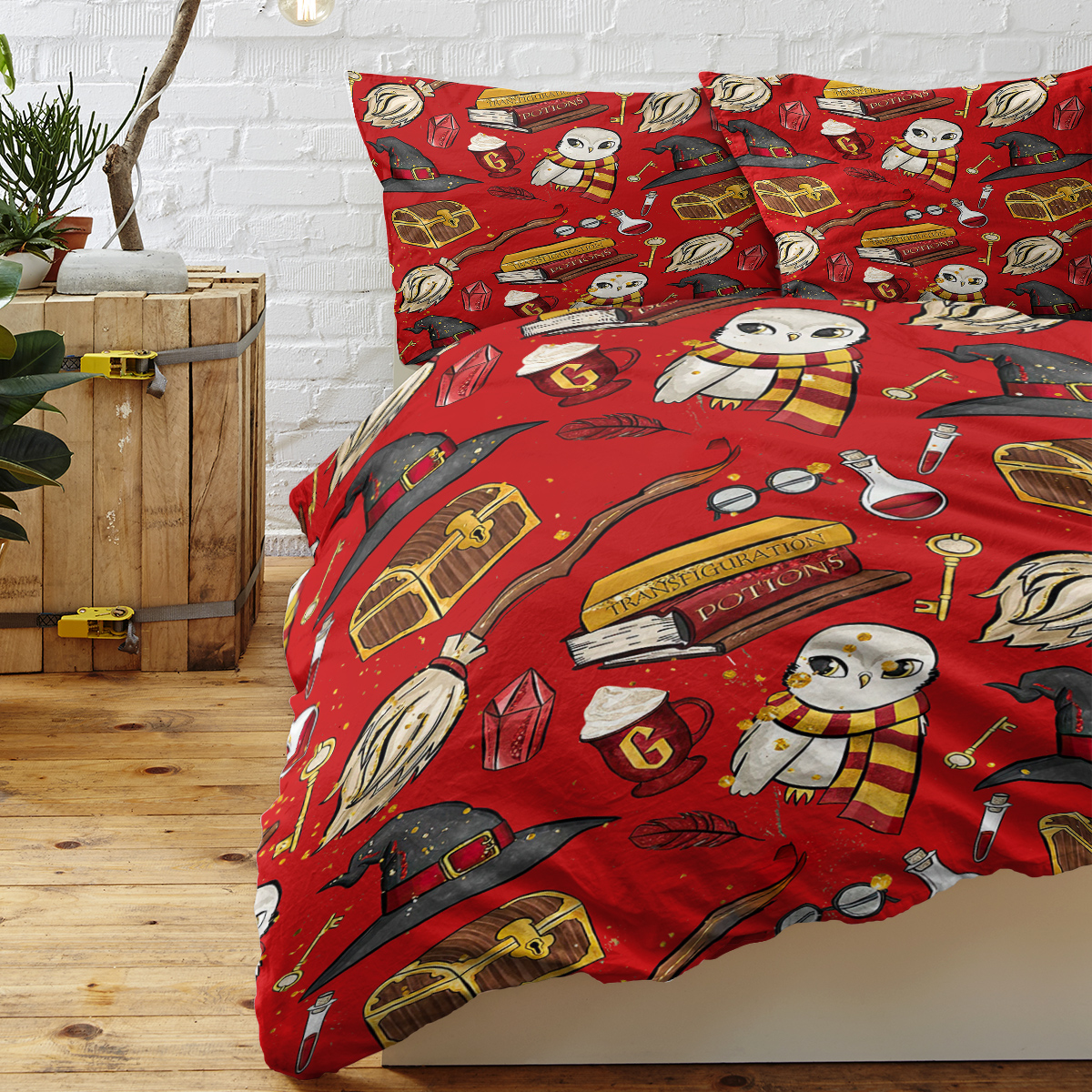 3PCS Halloween Duvet Cover Bedding Set, Red Duvet Cover, Magic Potion Spell... 3