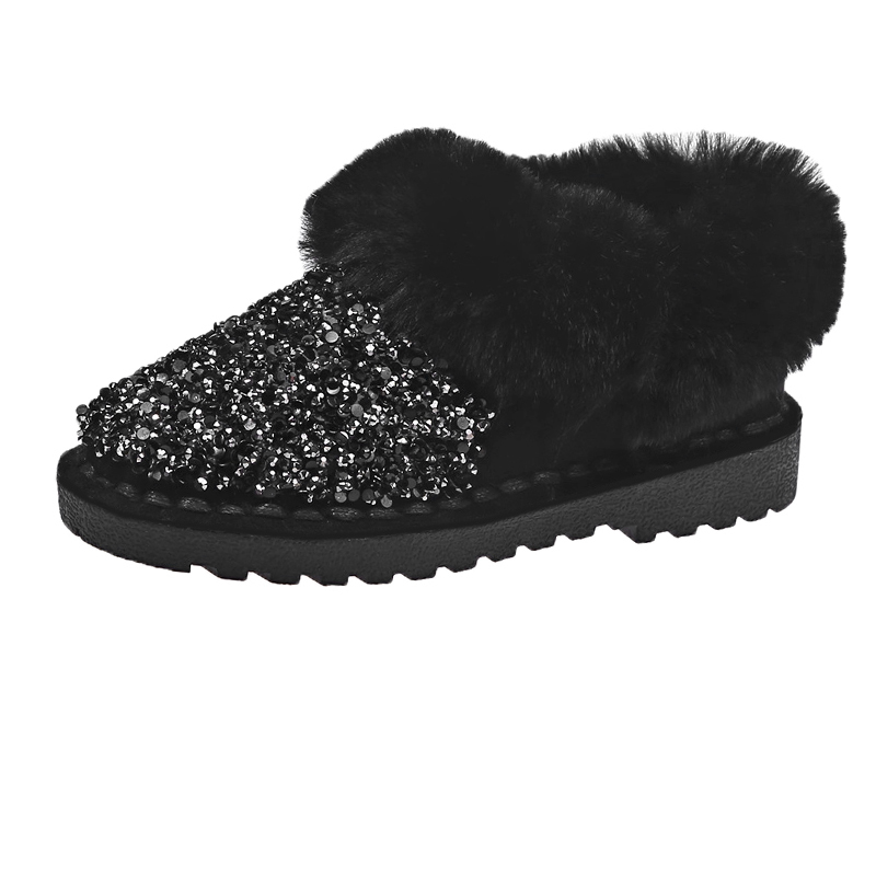 Fashion All-match Soft-soled Sequined Snow Boots Women's Fur In One