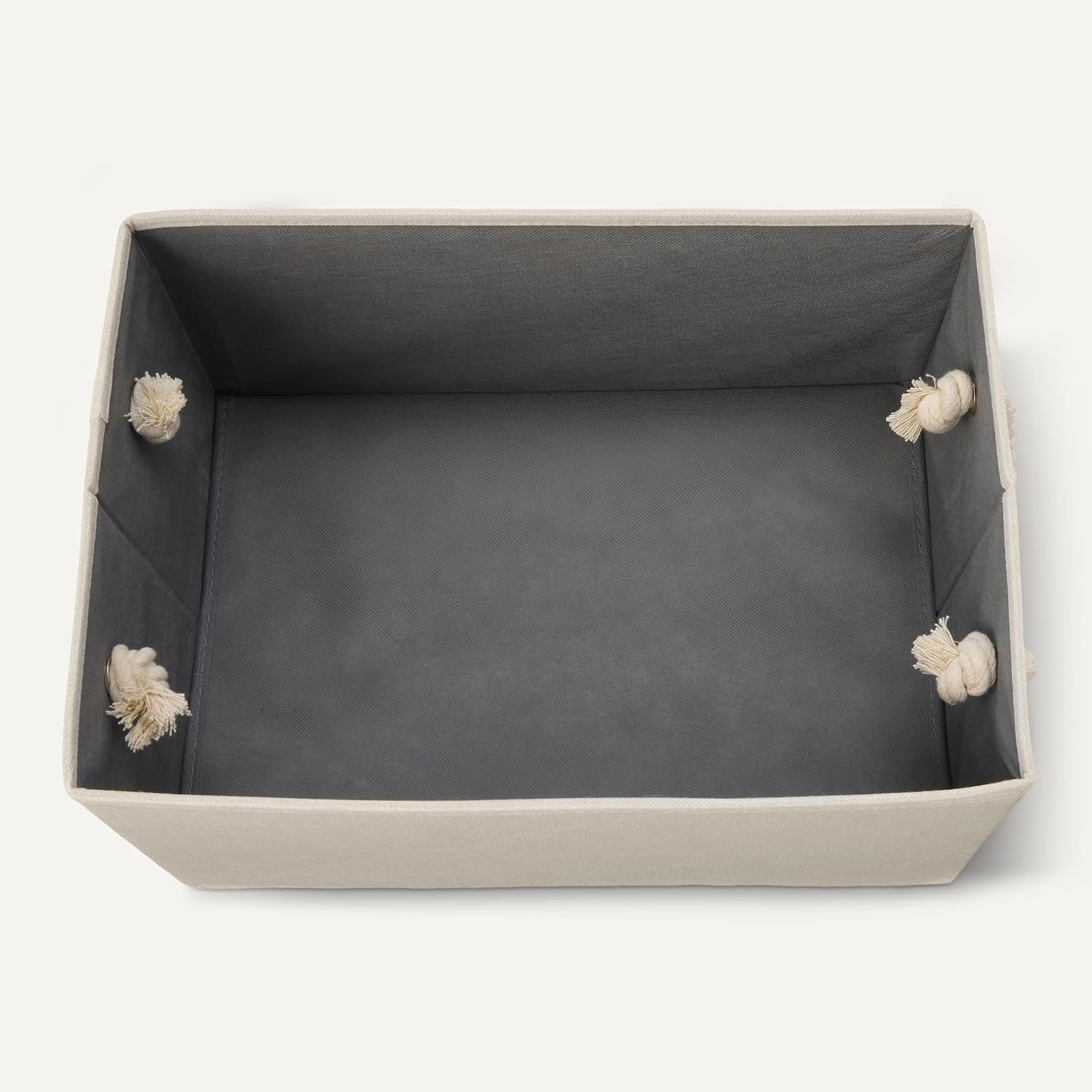 Foldable Storage Bins With Rope Handles, Large Linen Closet Organizers, 3-Pack, Collapsible Storage Boxes For Home & Bedroom