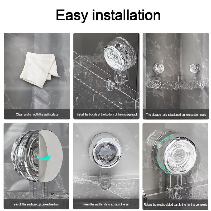 Clear Shower Caddy Suction Cup No Drilling Removable Bathroom Wall Shelf Basket 8 8d9f7e3e 8bcb 4151 bdaa b542ac1178cc