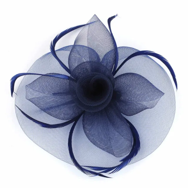 Flower Mesh Hair Accessories Bridal Stage Performance Navy Blue - Shop at LoveMi