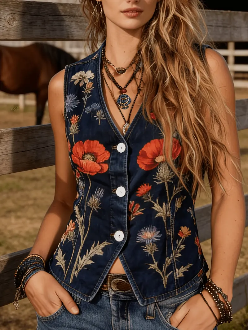 Western Style Denim Vest