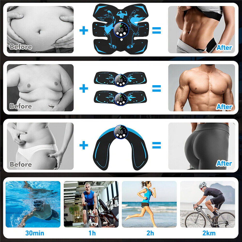 EMS Abdominal Muscle Toning Trainer ABS Stimulator AB Hip Arm Toner Fitness Belt — image 6