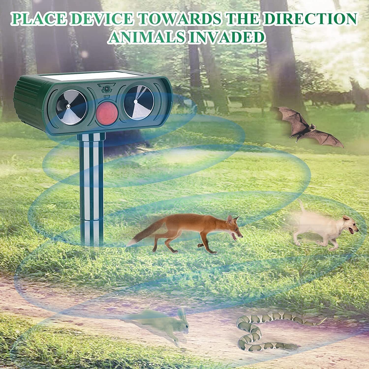 1x Ultrasonic Solar Cat Dog Repellent Fox Pest Scarer Deterrent Repeller Garden — image 4
