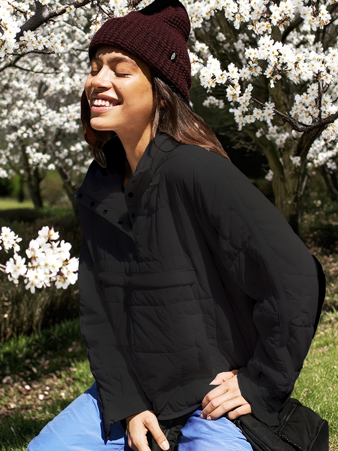 European And American Minimalist Style Plus-size Winter New Top, Hooded Pullover Basic Design, Half-open Snap Button Closure, Small Side Slits, Everyday Versatile Anti-cotton Jacket