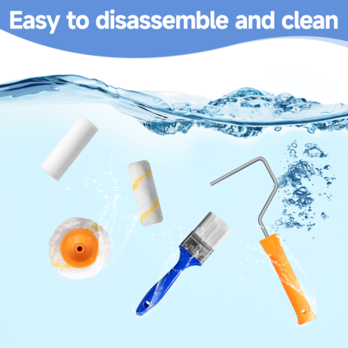 Paint Roller 9 Set Tray Rollers Soft Sleeves Brush Kit Decorating Painting Tool 13