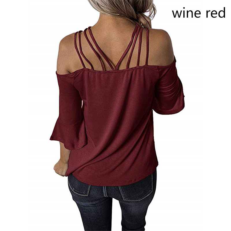 Women's One Shoulder Flared Sleeve T Shirt