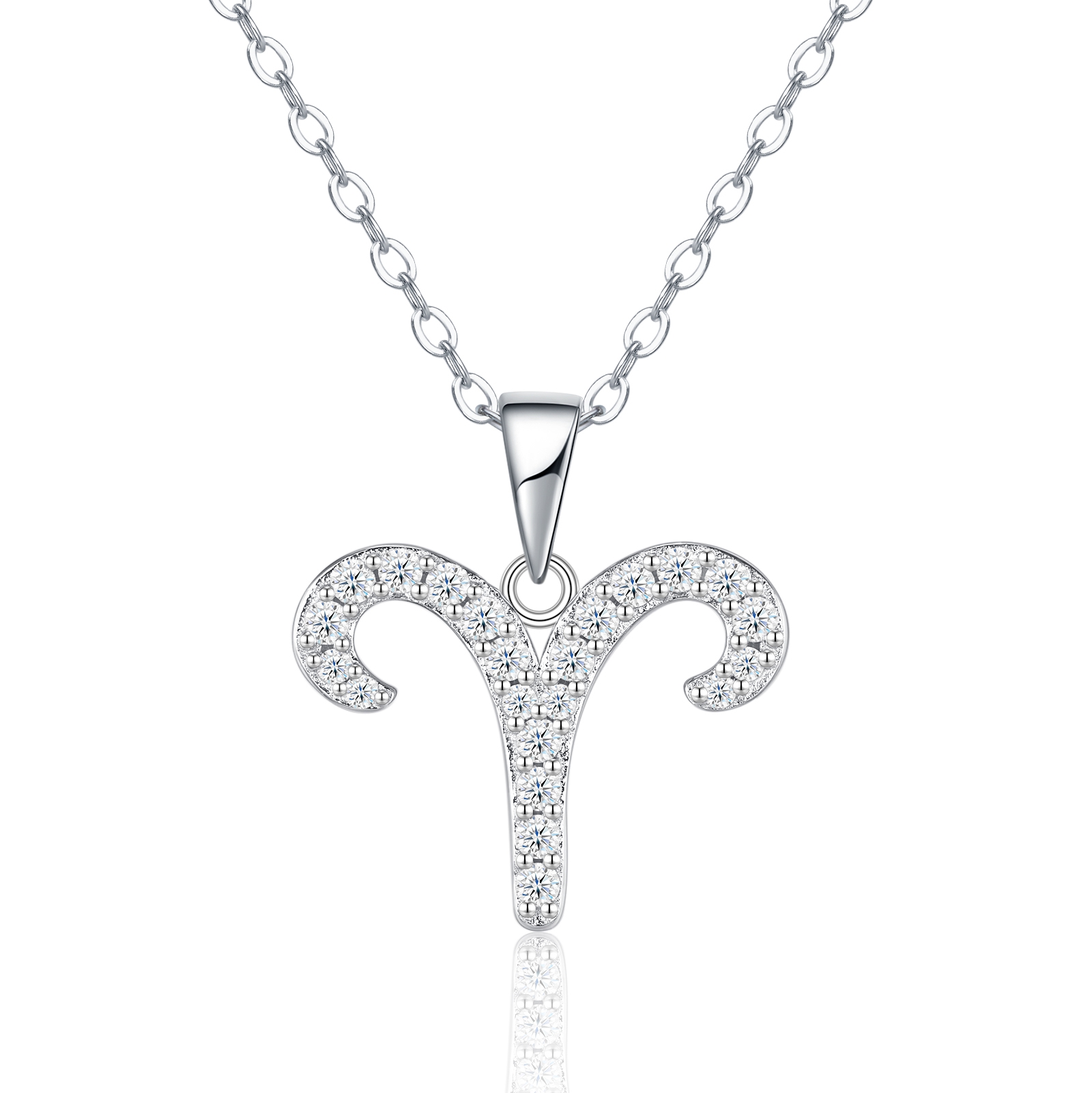 S925 Sterling Silver Aries Necklace For Women D Color VVS1 Moissanite Zodiac Pendant, 3.2g Platinum Plated Astrology Jewelry With GRA Certificate, Perfect Birthday & Anniversary Gift Box Set For Her