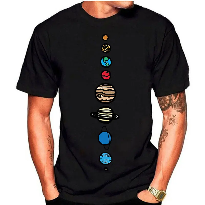 Summer Men's Solar System Planet Round Neck
