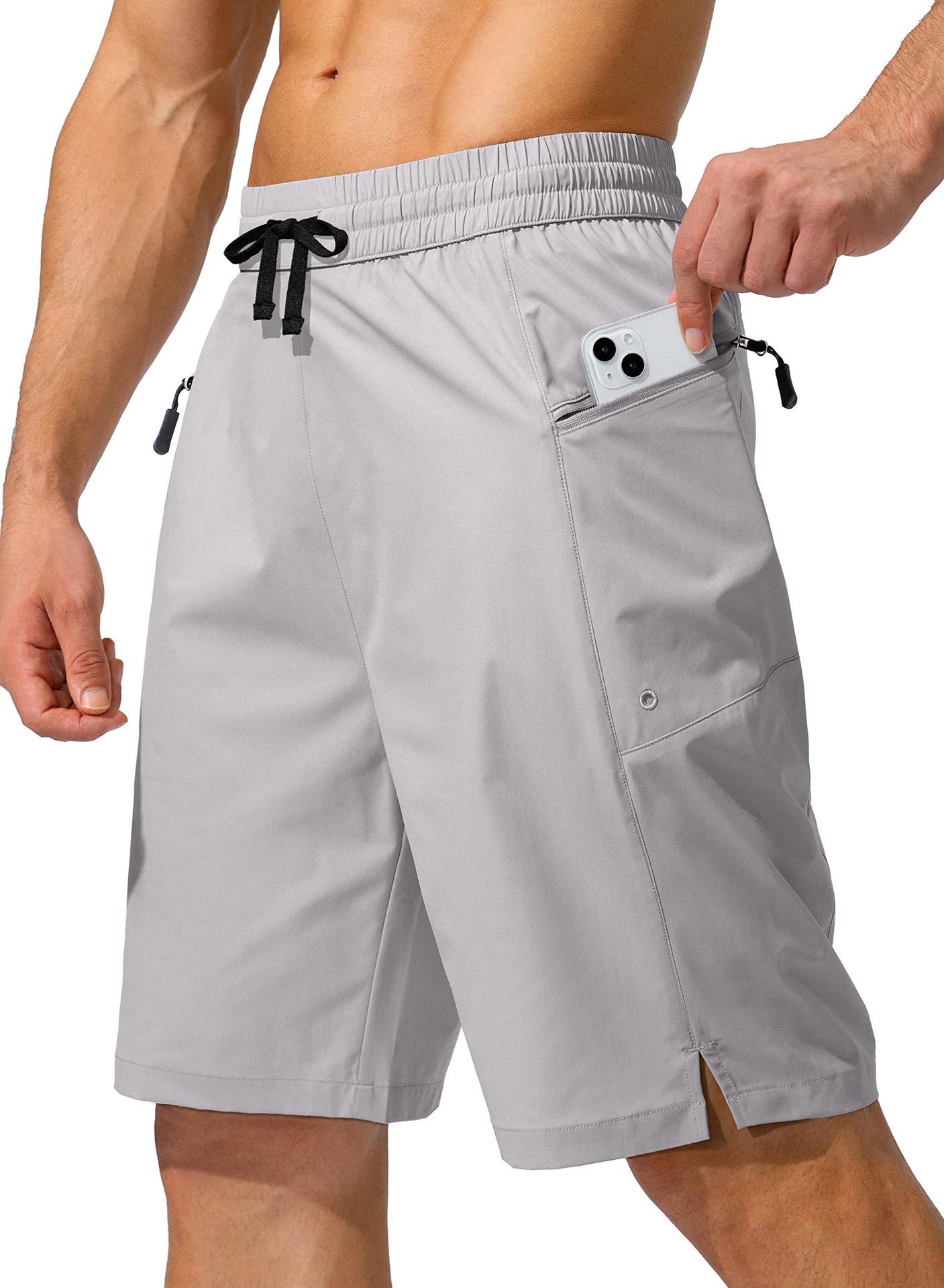 Summer Men's Beach Shorts With Quick Drying Pockets And Drawstring, Loose Outdoor Leisure And Fitness Five Point Shorts