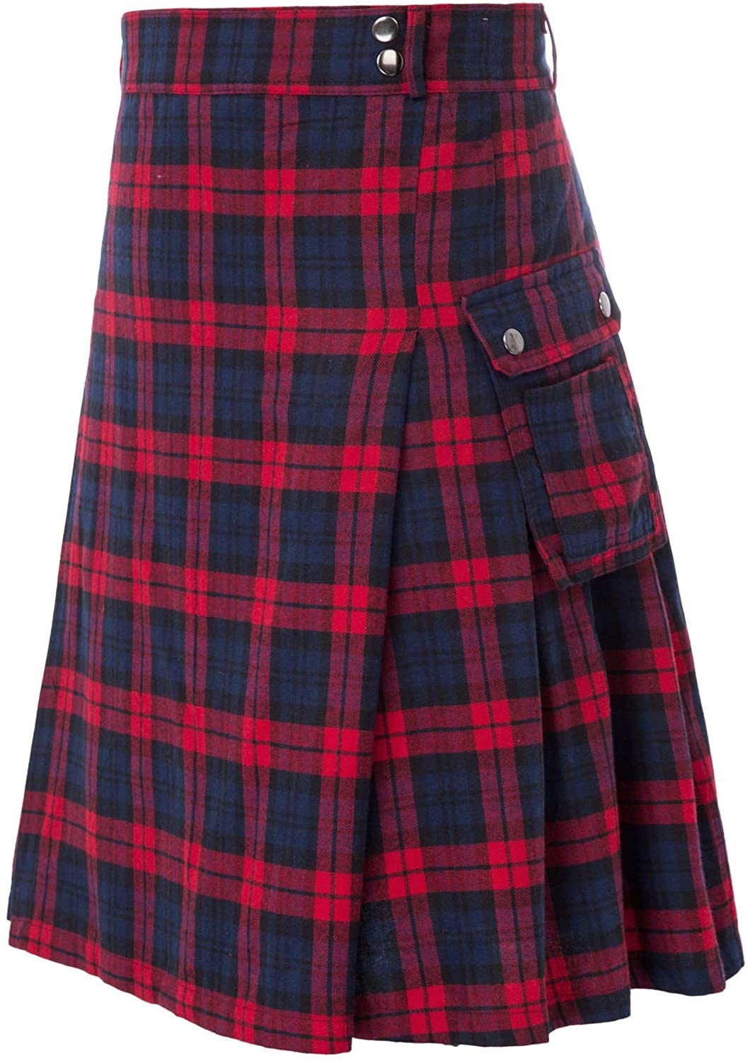 Skirt Men's Plaid Contrast Pleated Red2 - Shop at LoveMi