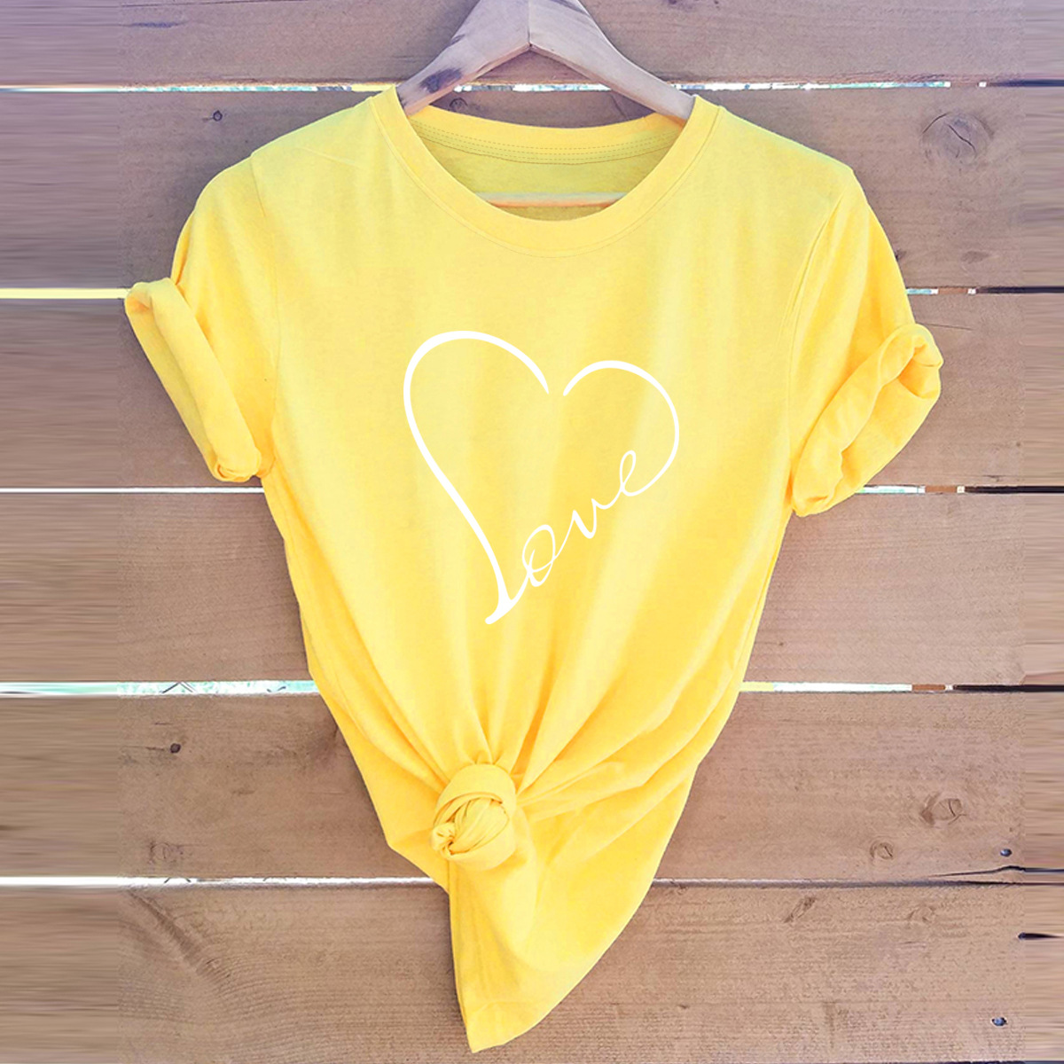 Title 3, Heart-shaped Love Print Short-sleeved T-shirt W...