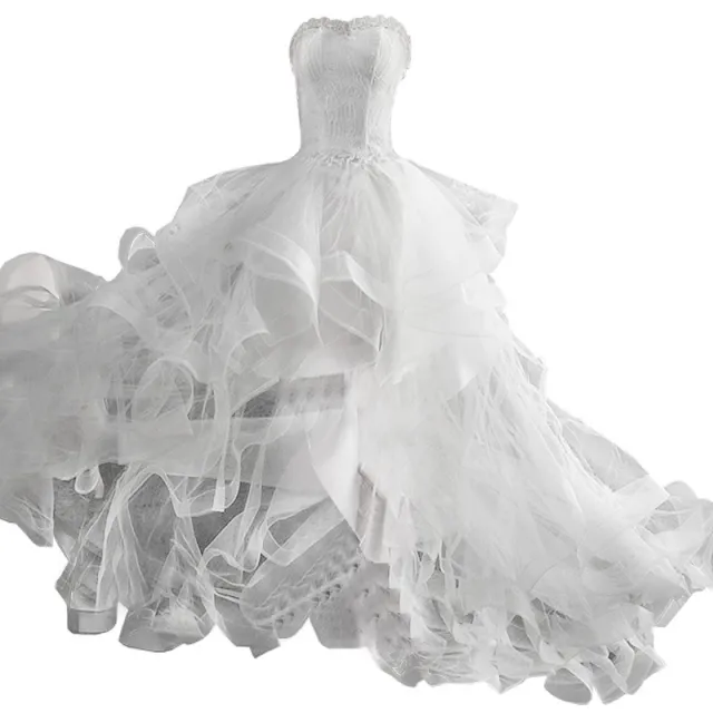 Short Front And Back Length Small Trailing Wedding Dress White - Shop at LoveMi