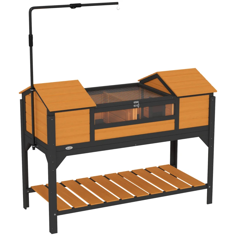 Tortoise Enclosure Tortoise House With Adjustable Lamp Holder Storage Shelf, Dual Main Houses, Openable Lid, Yellow