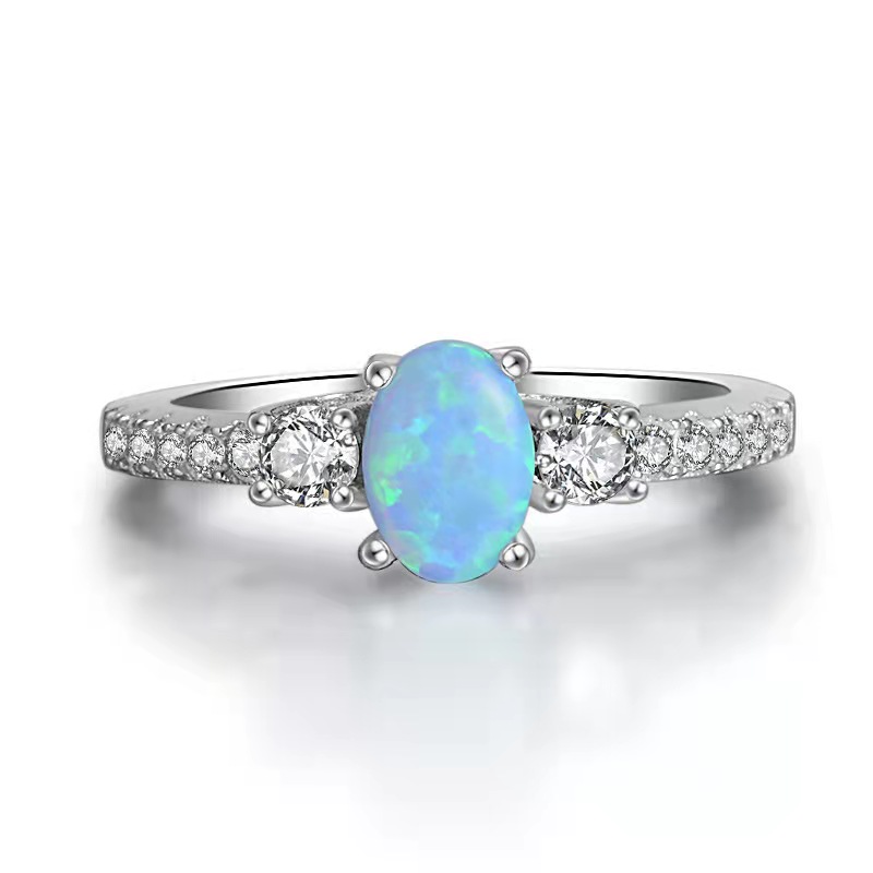 Title 2, 925 Sterling Silver 18K White Gold Natural Opal...