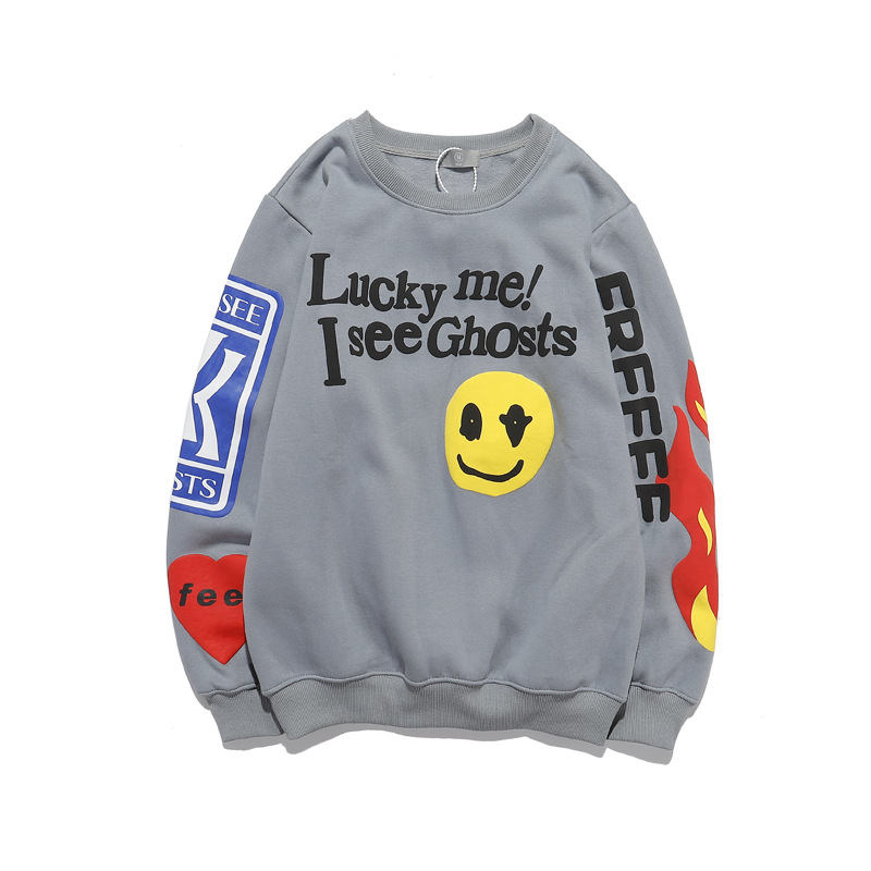 Printed Crewneck Sweatshirt Hip Hop Jacket