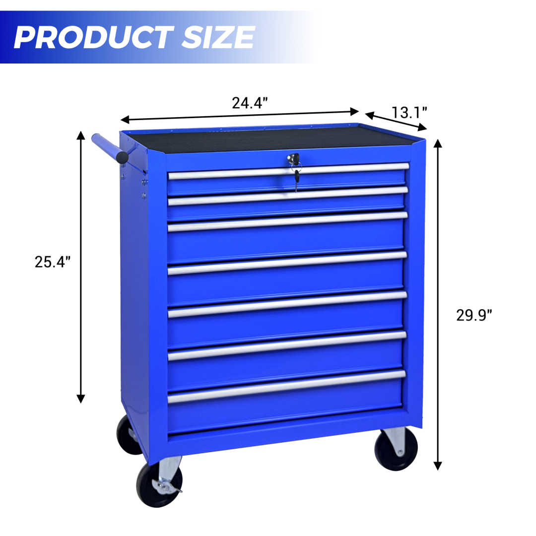 Rolling Tool Chest With 7-Drawer Tool Box With Wheels Multifunctional Tool Cart Mechanic Tool Storage Cabinet For Garage, Warehouse, Workshop, Repair Shop -BLUE 3