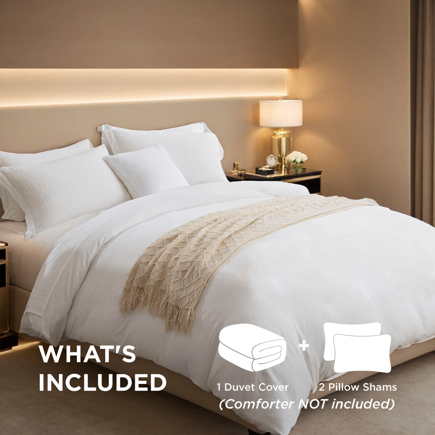 White & Pink Oversized Duvet Cover Set Includes 1 Duvet Cover & 2 Pillowcases. Premium Breathable Fabric, Hotel-grade Minimalist Design. Versatile For Bedrooms And Guesthouses. Perfect Christmas Gift. — view 4
