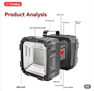 Ultra Bright P70 LED Rechargeable Spotlight Portable Work Light USB Searchlight With Emergency Red & Blue F 3