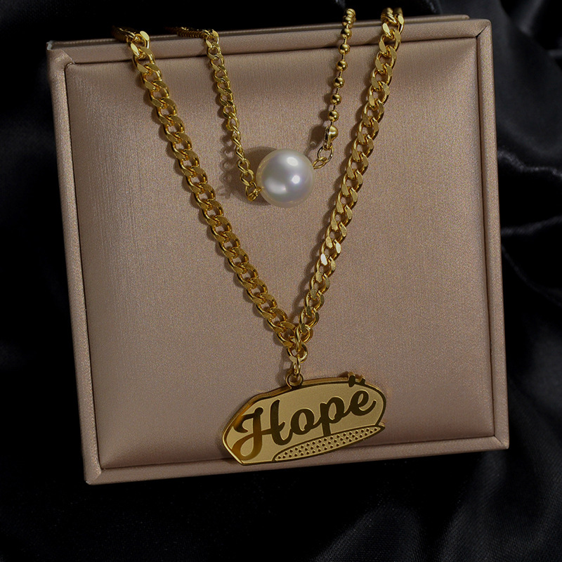 Design Letter Pendant Titanium Steel Tag Tide Chain