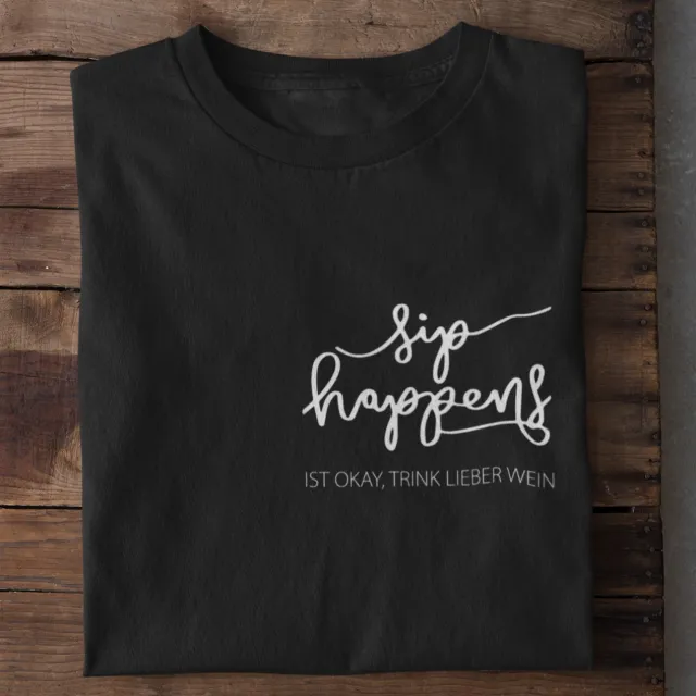 SIP HAPPENS SHIRT Printed Short Sleeves Black - Shop at LoveMi