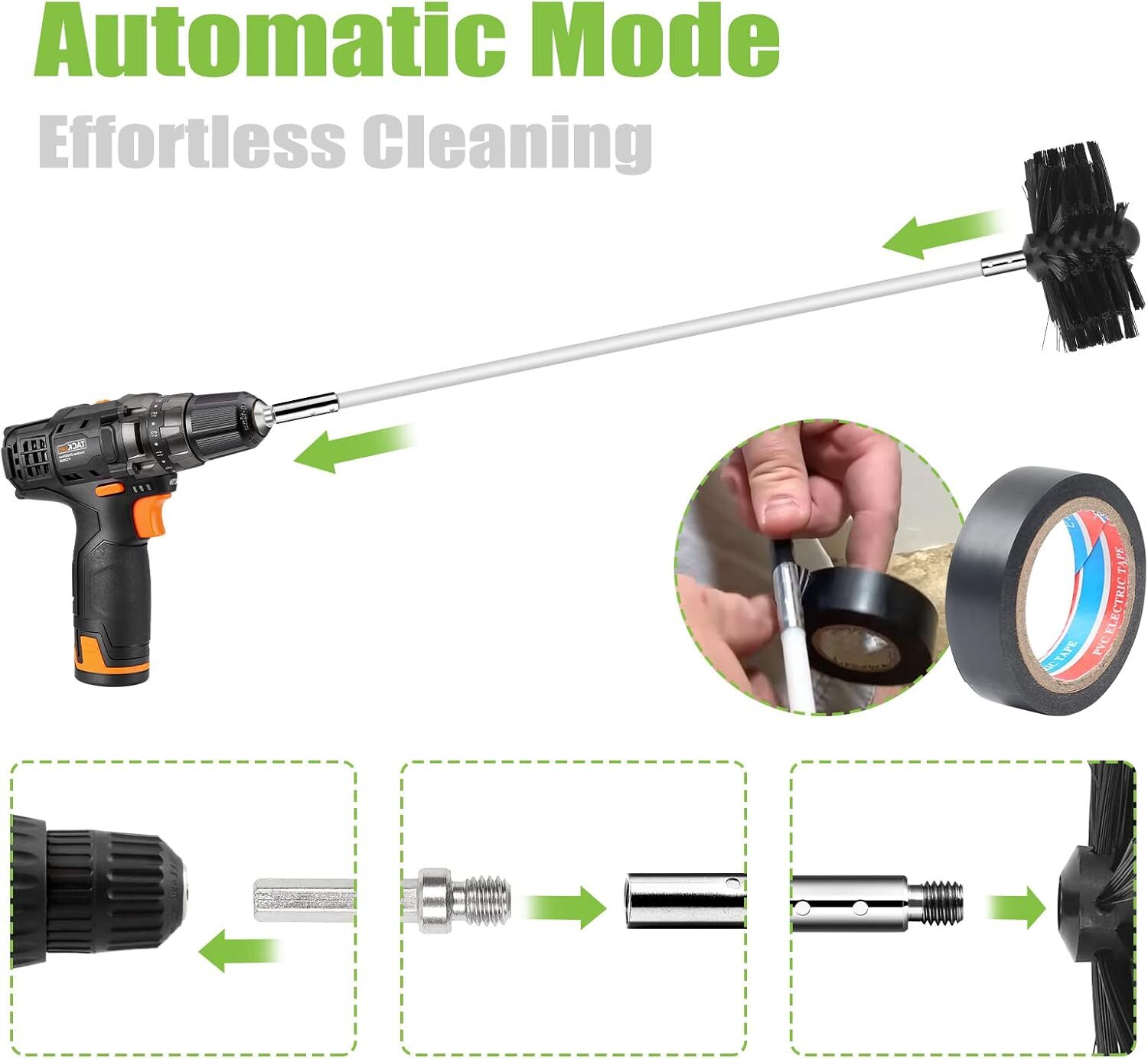 32x Flexible Chimney Sweep Set Flue Sweeping Brush & Rod Kit Soot Cleaning Rods