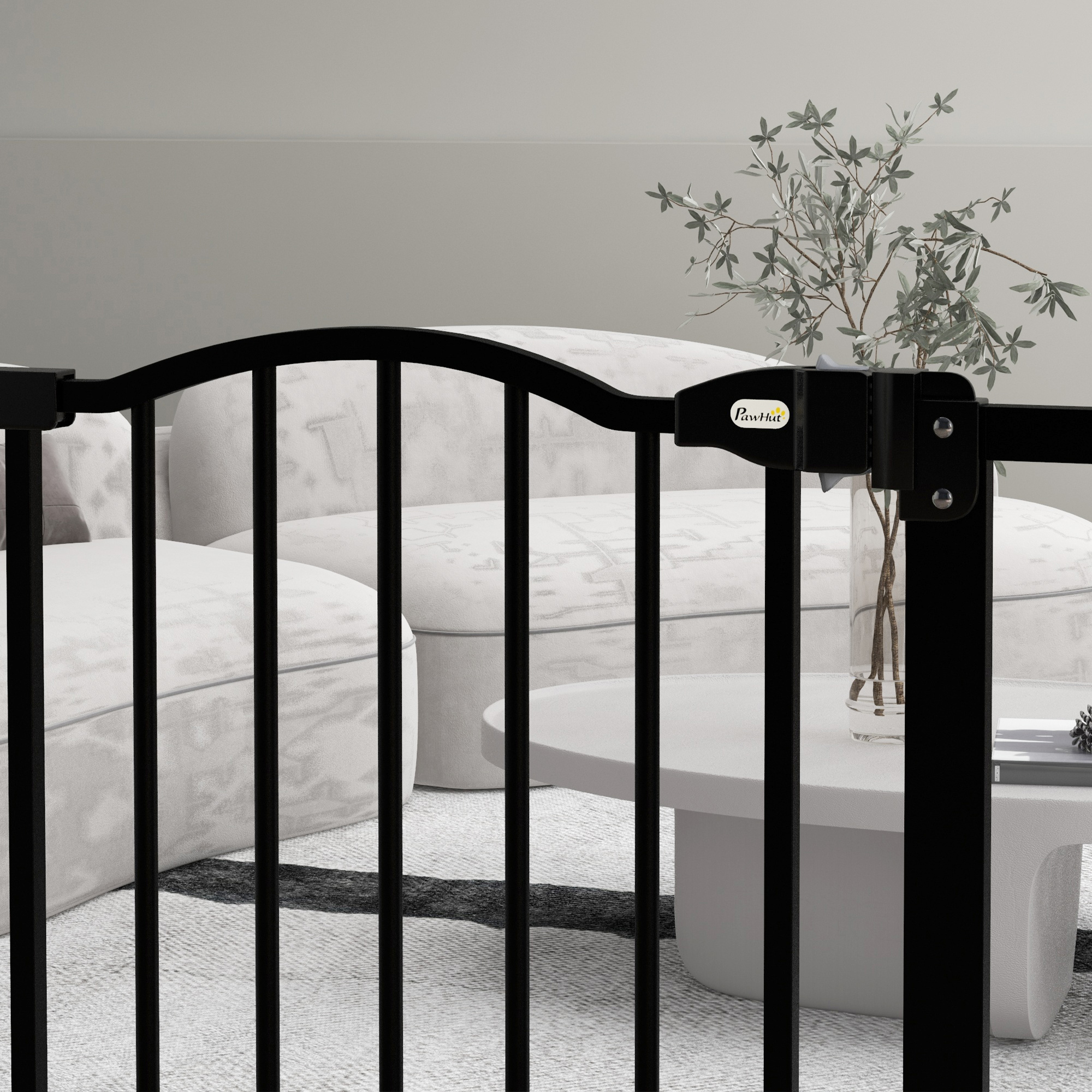 Metal Material, 74-80cm Adjustable Pet Safety Door With Automatic Closing, Black detail photo 11