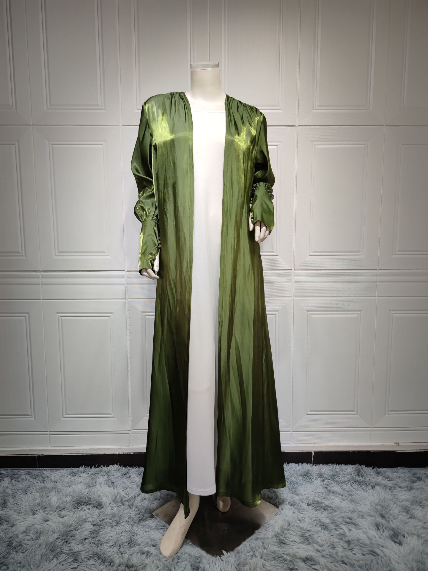 Dubai Arab Satin Cardigan Gown Set L - Shop at LoveMi
