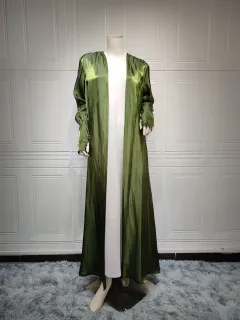 Dubai Arab Satin Cardigan Gown - Set-L - View 1