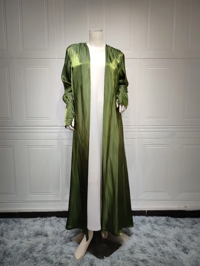 Dubai Arab Satin Cardigan Gown Set L - Shop at LoveMi
