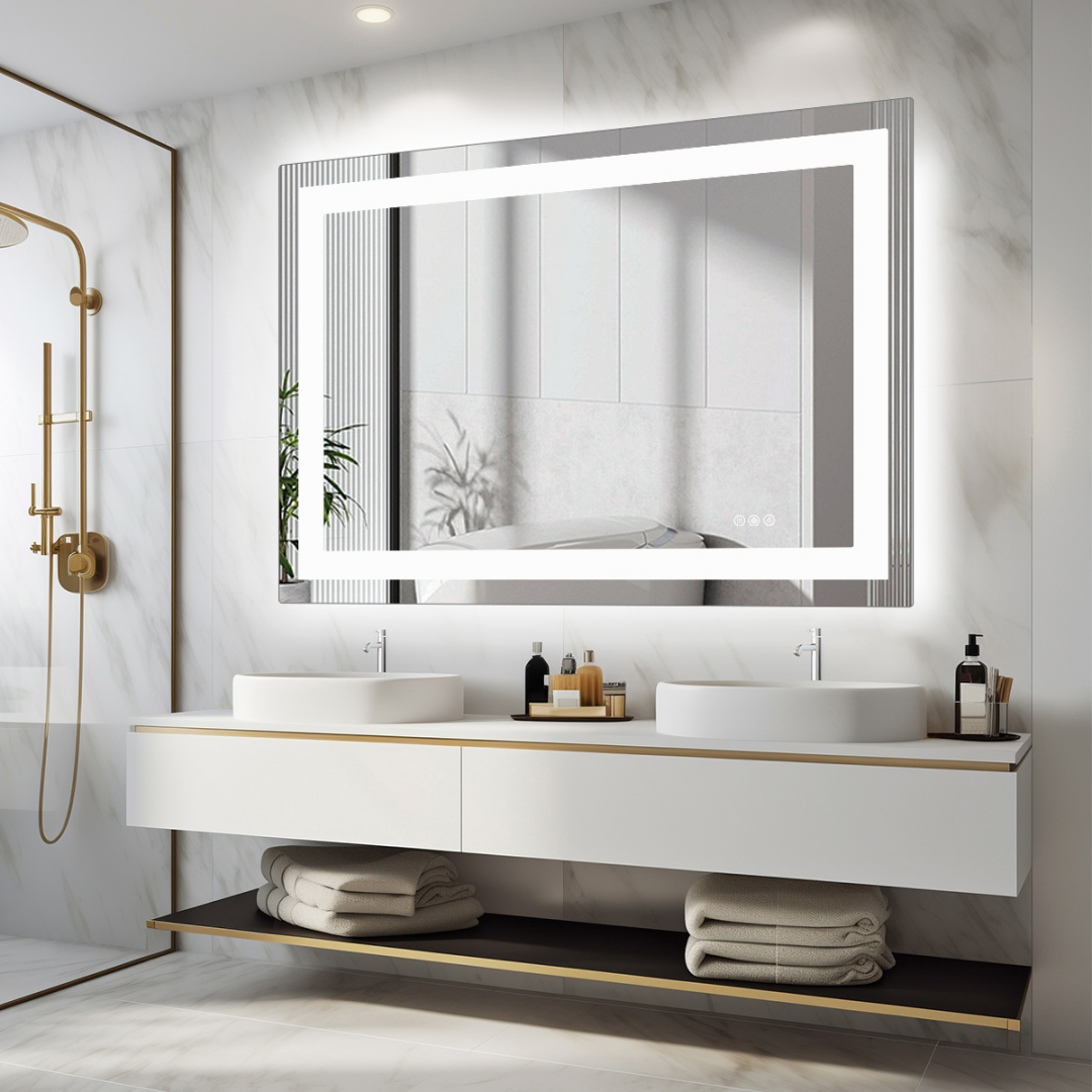 Anti-fog LED Bathroom Mirror With Dual Light Source And Three Lighting Modes--36 X 36_voghion.com