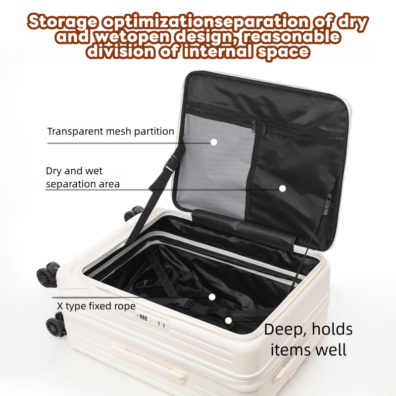 Front Opening Expandable Carry On Luggage, Large And Medium Sized Cabin Bag, Made Of Alloy Material, TSA Lock, USB Charging Port, Foldable Cup Holder view 2